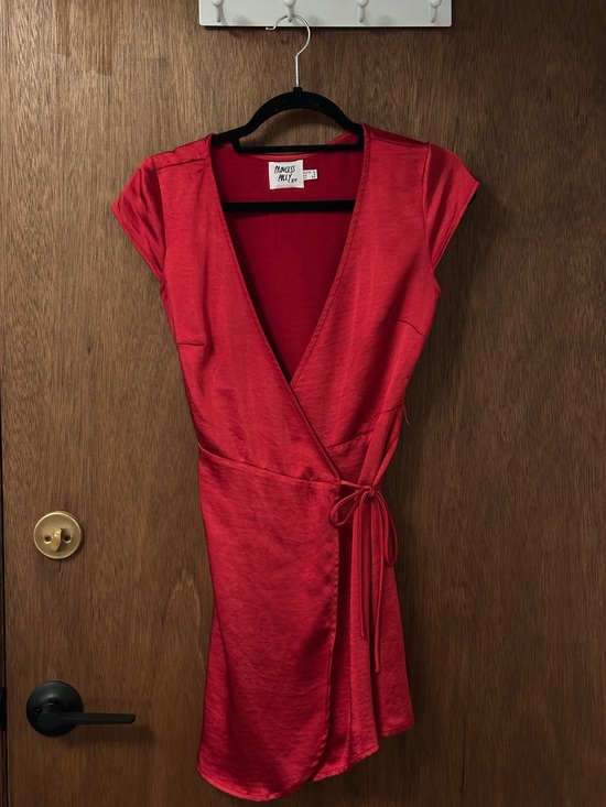 Princess Polly Dresses & Skirts - Red Satin Wrap Mini Dress